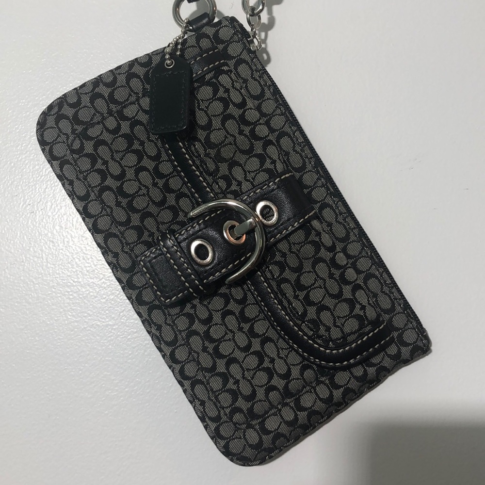 Coach Black/Gray Monogram Wristlet
